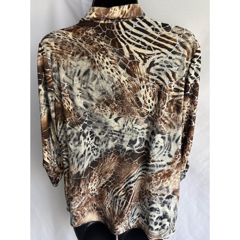 Emily Daniels Leopard Print Silver Button Down To… - image 4